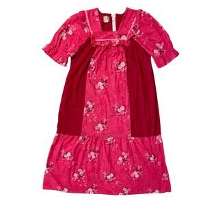 Vintage RM Muumuu Dress Womens Sz L Hawaiian Floral Pink Maxi Aloha Beach House
